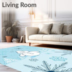 Charming Snowman Snowflake Winter Scene Rug