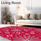 Crimson White Mandala Medallion Rug
