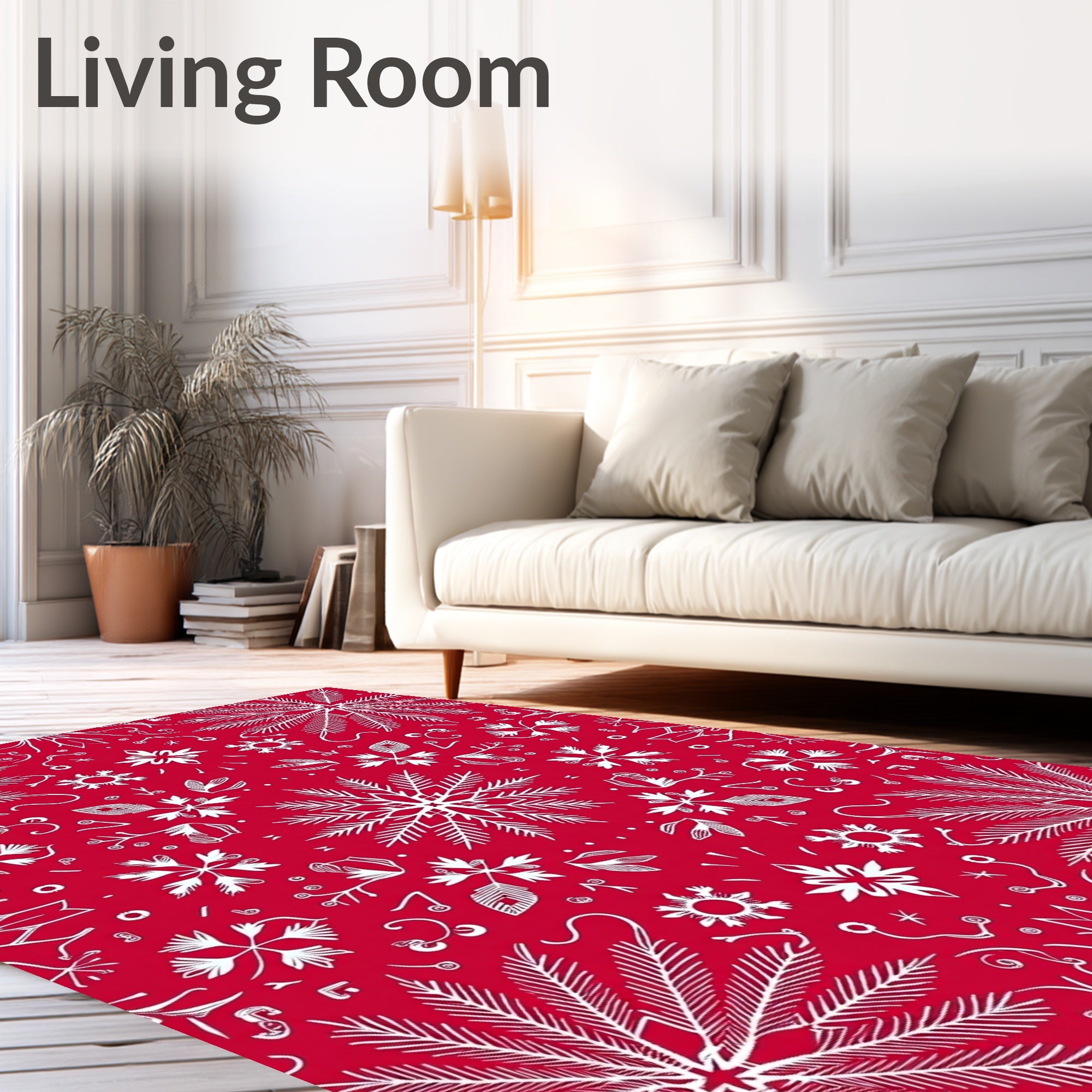 Crimson White Mandala Medallion Rug