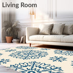 Deep Blue Snowflake Mandala Harmony Rug
