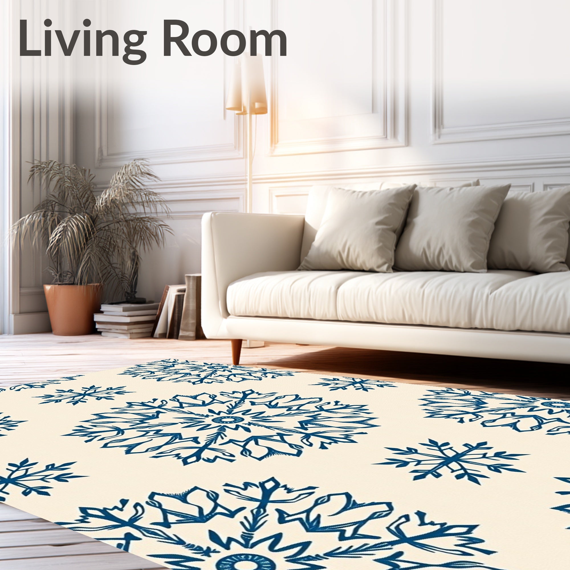 Deep Blue Snowflake Mandala Harmony Rug