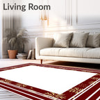 Crimson Gold Snowflake Border Rug