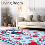 Blue Red Hearted Husky Joyful Rug