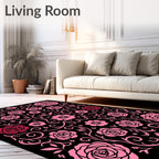 Pink Floral Scrollwork Garden Rug