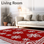 Festive Red Snowflake Cluster Rug
