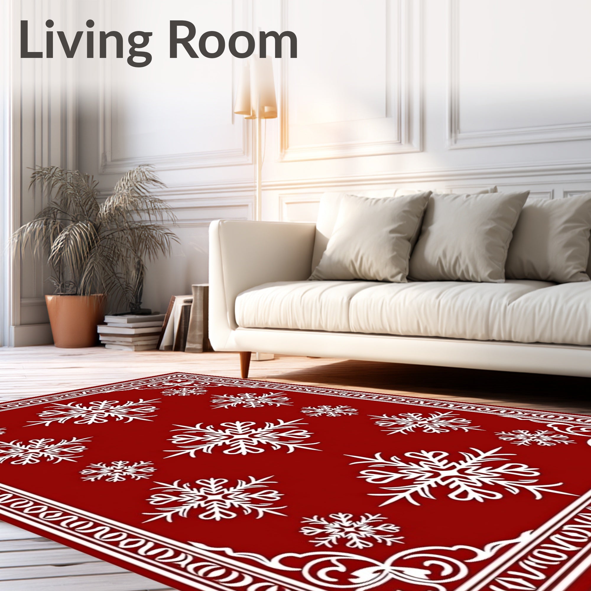 Festive Red Snowflake Cluster Rug