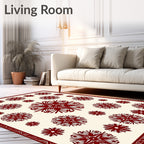 Deep Red Floral Snowflake Scatter Rug