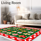 Holiday Gingerbread Man Candy Cane Polka Dot Rug