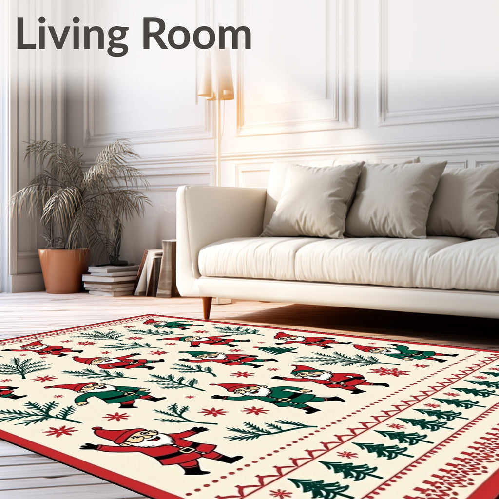 Festive Gnomes and Christmas Tree Repeat Rug