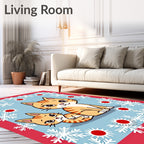 Orange Kittens With Snowflakes Border Rug