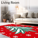 Crimson Tree Snowflakes Christmas Collection Rug