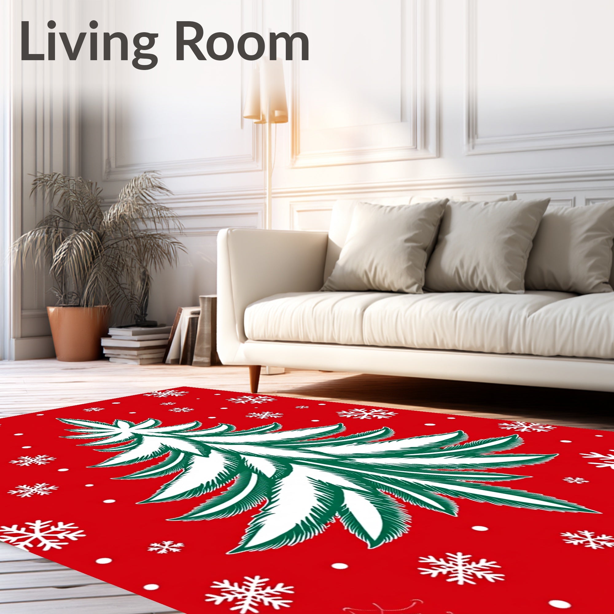 Crimson Tree Snowflakes Christmas Collection Rug