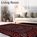 Bold Red Striped Organic Abstraction Rug