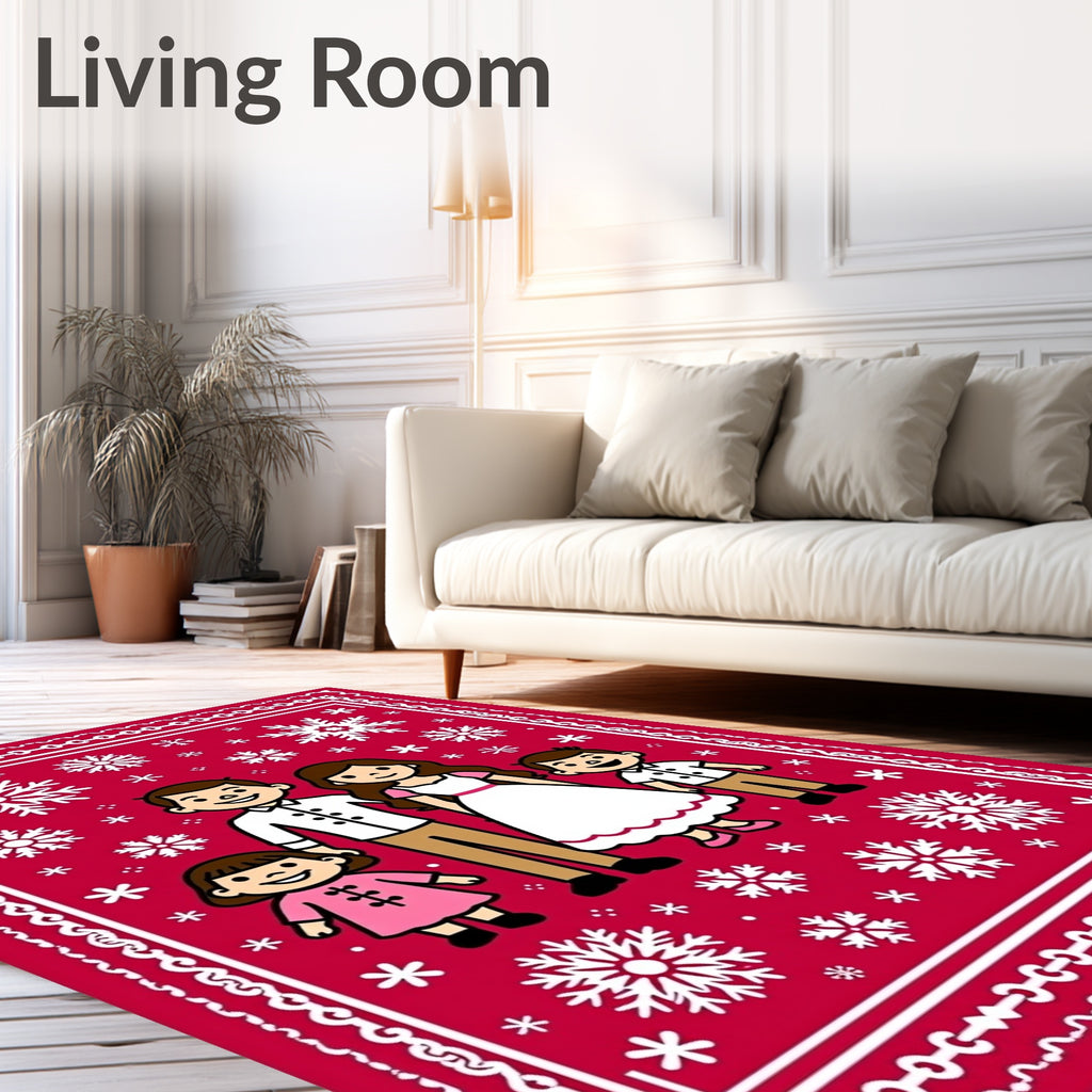 Crimson Family Snow Flake Holiday Rug