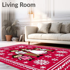 Crimson Family Snow Flake Holiday Rug
