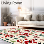 Festive Santa Claus Christmas Trees Rug