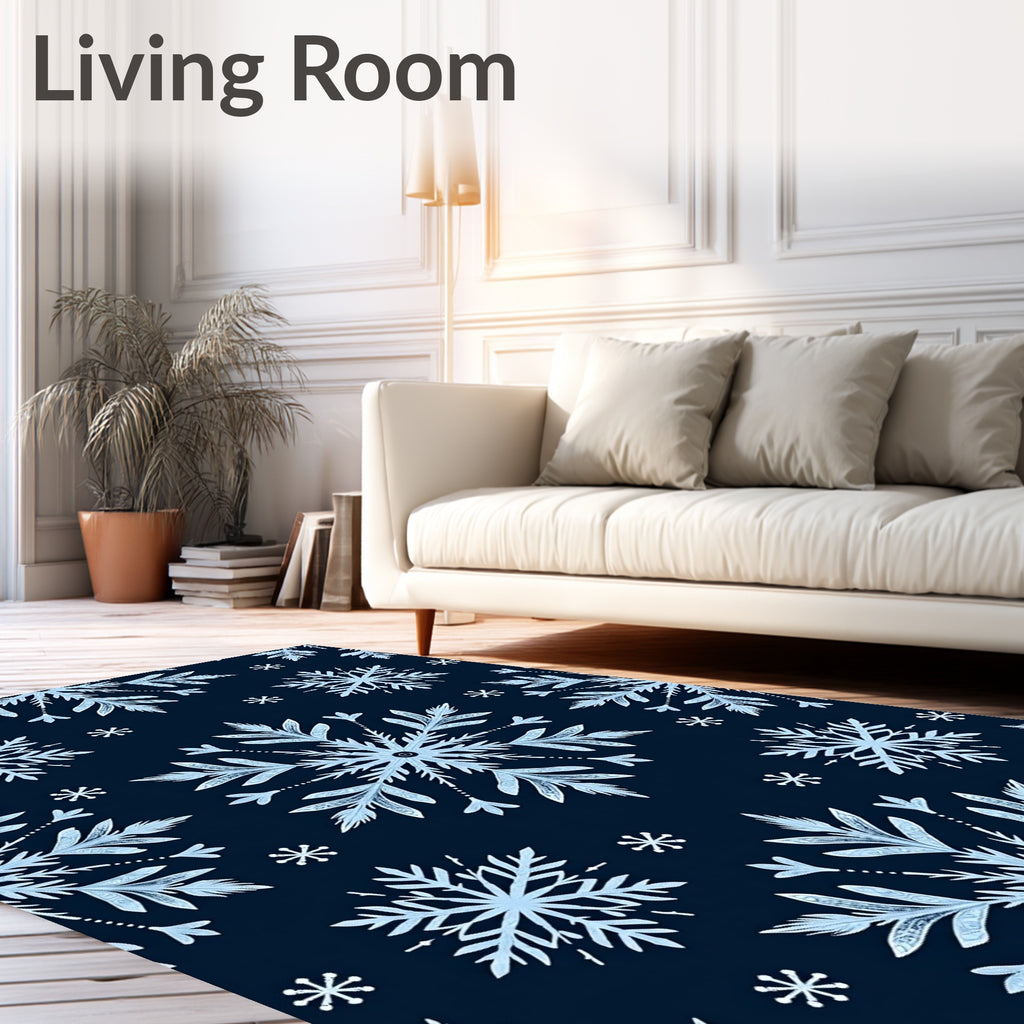 Pale Blue Snowflake Mandala Night Rug