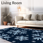Pale Blue Snowflake Mandala Night Rug