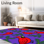 Crimson Cardinals Pine Branches Rug