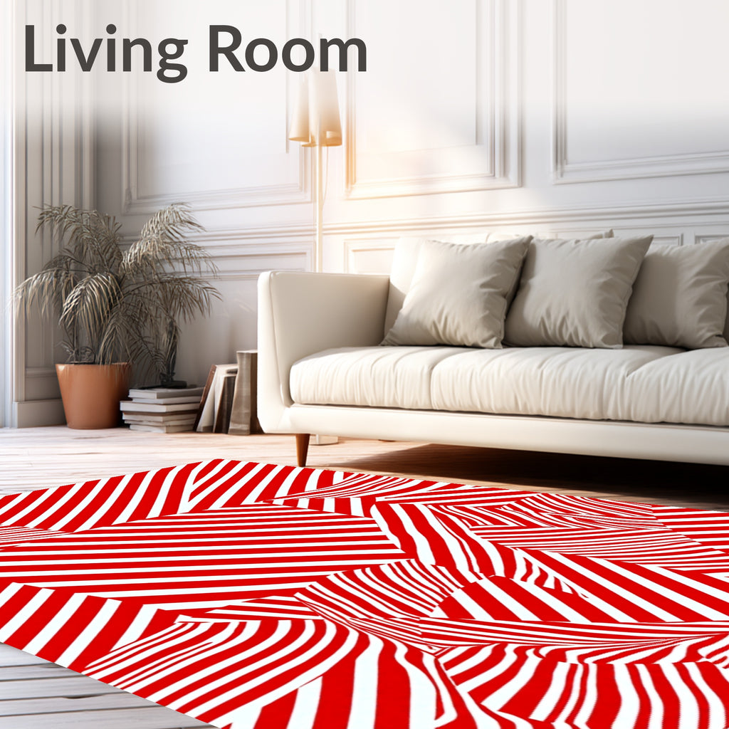 Bold Red Illusory Stripe Rug