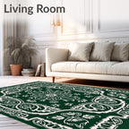 Forest Green Vintage Floral Medallion Rug
