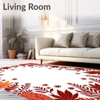 Crimson Copper Falling Leaf Border Rug