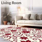 Crimson Poinsettia Swirl Inlay Rug