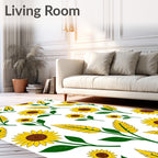 Golden Yellow Sunflower Botanical Arrangement Rug