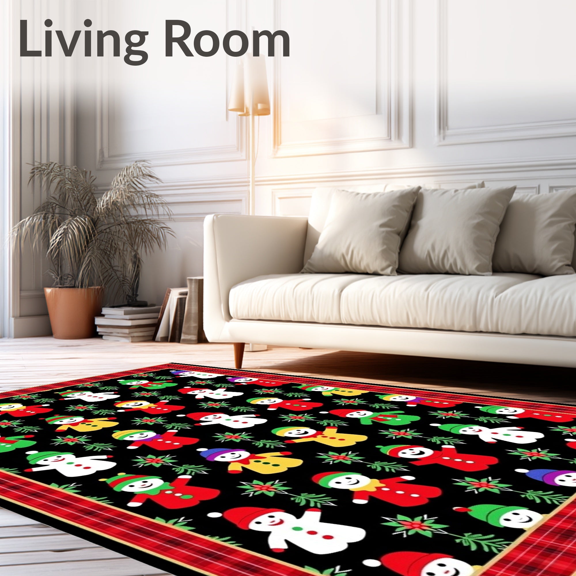 Christmas Snowman Holly Border Rug