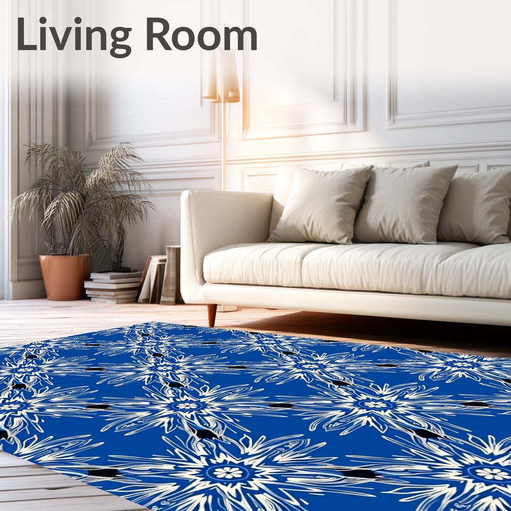 Royal Blue Starburst Floral Rug
