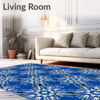 Royal Blue Starburst Floral Rug