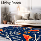 Orange Birds With White Branches And Berries Rug