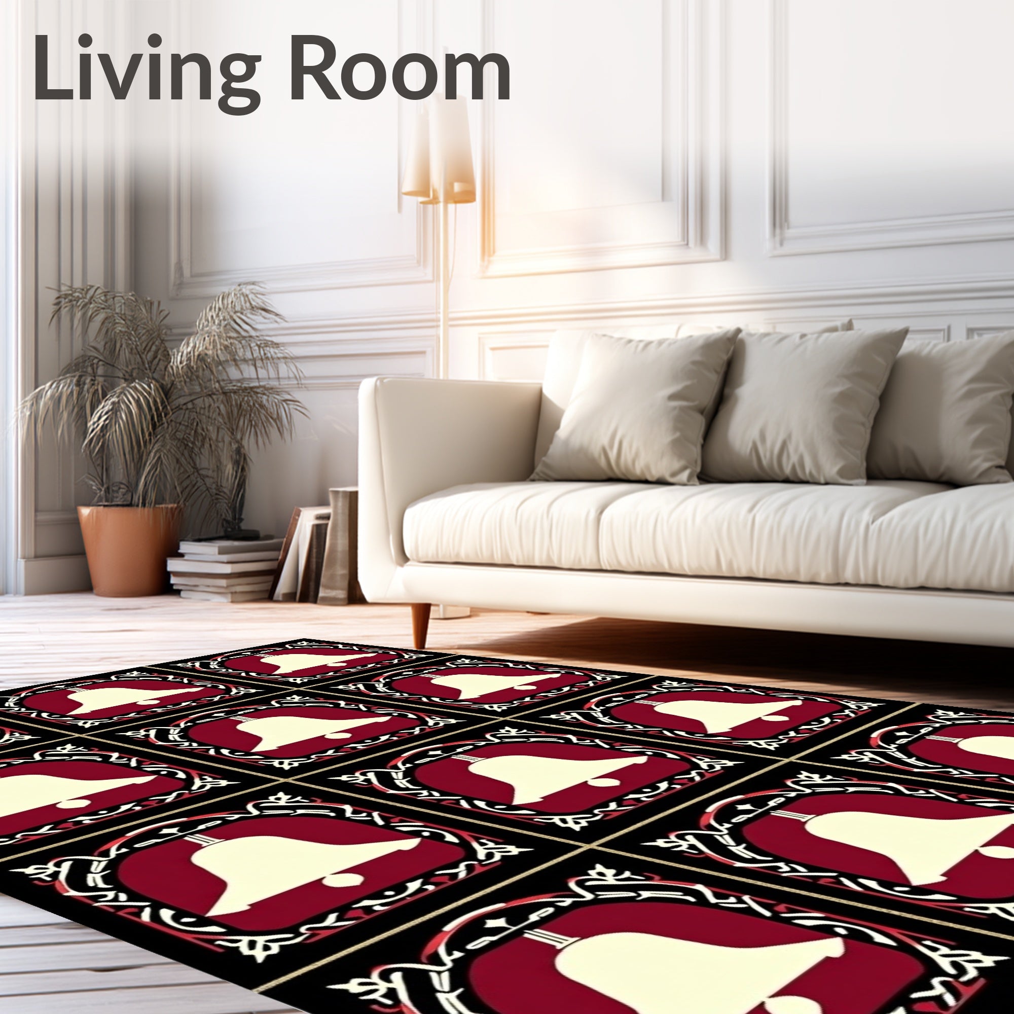 Gothic Bell Burgundy Black Border Rug