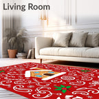 Whimsical Festive Gingerbread House Red Rug
