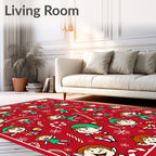 Playful Elves Candy Cane Snowflake Collage Rug