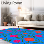 Vibrant Fuchsia Orange Floral Vine Rug