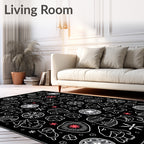 Whimsical Red Starburst Characters Rug