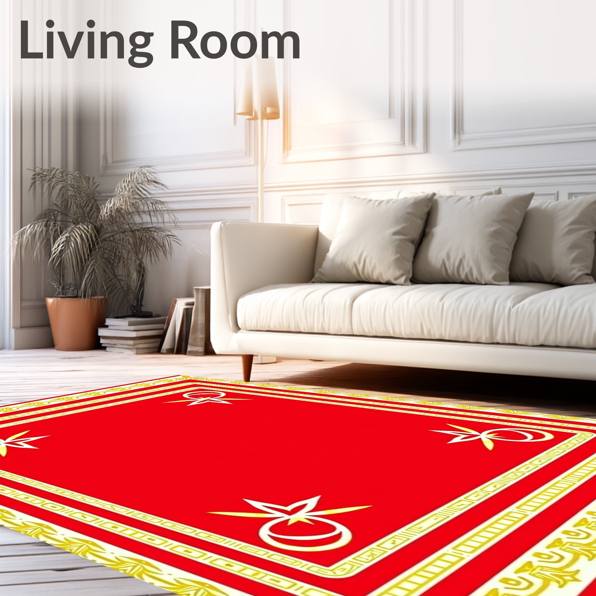 Red and Gold Egyptian Ankh Frame Rug