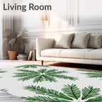 Green Palm Frond Mandala Rug