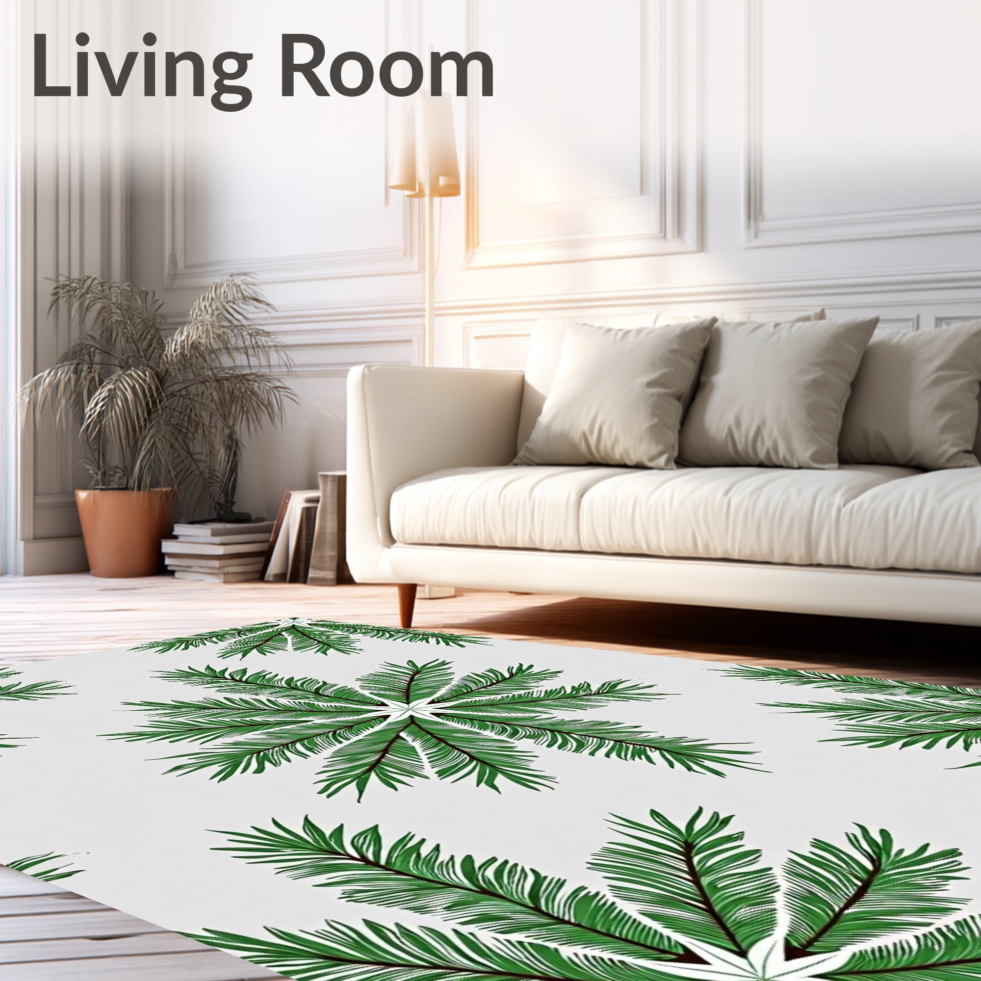 Green Palm Frond Mandala Rug