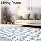 Blue Floral Starburst Repeating Pattern Rug
