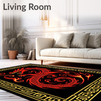 Bold Red Dragon With Golden Border Rug