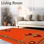 Crimson Gold Double Heart Frame Rug