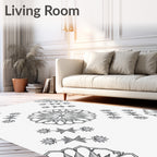 Monochromatic Floral Medallion Branch Rug
