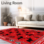 Red Reindeer Forest Winter Greeting Rug