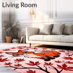 Cute Fox With Red Maple Leaves Rug