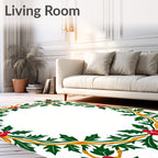 Green Holly Berry Garland Accent Rug
