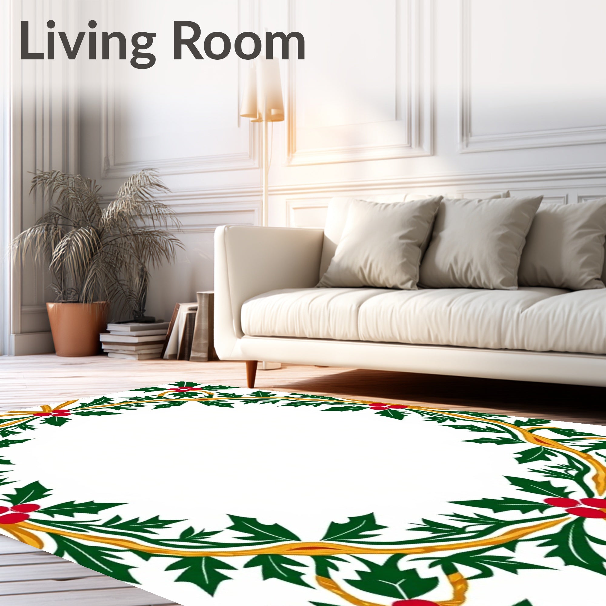 Green Holly Berry Garland Accent Rug