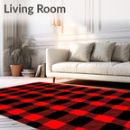 Bold Red Black Buffalo Plaid Check Rug