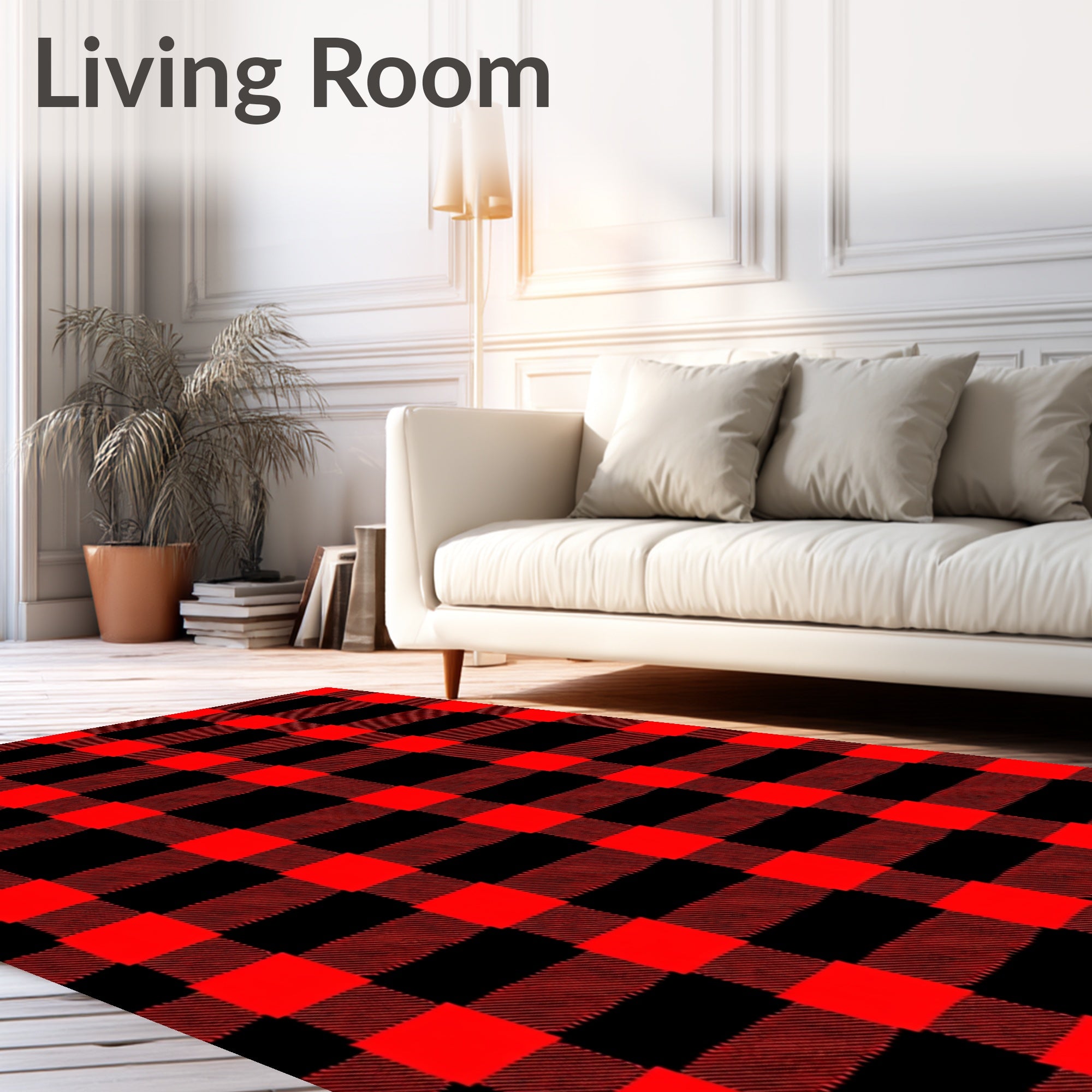 Bold Red Black Buffalo Plaid Check Rug